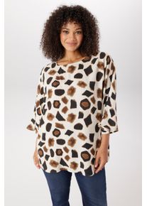 Schlupfbluse ANISTON PLUS, Damen, Gr. 54, natur, braun, schwarz, Web, Obermaterial: 100% Viskose, gemustert, figurumspielend, Rundhals, weit, Blusen Schlupfbluse, in trendigem Animalprint - NEUE KOLLEKTION