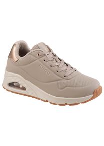 Sneaker Skechers "UNO GOLDEN AIR", Damen, Gr. 42, grau (taupe), Lederimitat, Schuhe Sneaker, Freizeitschuh, Halbschuh, Schn&uuml;rschuh mit Metallic-Einsatz