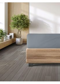 Spannbettlaken Irisette "Porto 20", grau (blau), B:180cm L:200cm, Jersey, Obermaterial: 95% Baumwolle, 5% Elasthan, Bettlaken, Spannbettlaken, besonders elastisch