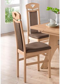 Esszimmerstuhl Home Affaire "Berta K&uuml;chenstuhl", braun, B:46cm H:103cm T:50,5cm, Holzwerkstoff, St&uuml;hle, Esszimmerstuhl, Bezug in Microfaser, Gestell aus Buche Massivholz