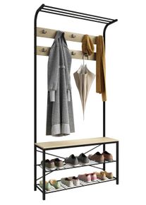 Schuhregal Vcm "Metall Garderobe Kleiderst&auml;nder Schuhregal Taliro", honig, eiche, B/H/T: 90cm x 30cm, Garderobenpaneele, Schuhregal