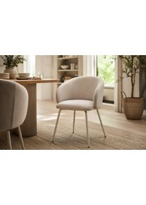 Esszimmerstuhl ACTONA GROUP "Eleanor 2er Set, gepolstert mit Armlehne, bequem, modern, beige", beige (, beige, beige, beige), B:55,5cm H:79cm T:55cm, Stoff, St&uuml;hle, Esszimmerstuhl, Skandinavisches Design, hoher Sitzkomfort & weicher Stoff