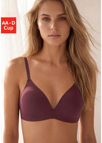 Push-up-BH Lascana, Damen, Gr. 85, Cup A, bordeauxrot, Microtouch, Obermaterial: 60% Polyamid, 35% Polyester, 5% Elasthan, Basic, BHs Push-up-BH, ohne B&uuml;gel, nahtlos vorgeformt, bequemer Basic-BH