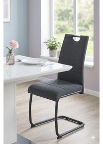 Freischwinger Hela "FLORENZ", anthrazit, schwarz, schwarz, anthrazit, B:43cm H:97,5cm T:61cm, Metall, Polyester, Stoff, St&uuml;hle, Freischwinger, Rundrohrgestell Matching Colour, gepolstert, mit Griff