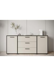 Sideboard Home Affaire "BOGOTA", beige (kaschmir, schwarzen kanten), B:150cm H:68cm T:40cm, Sideboards, Sideboard, moderne Kommode, Schubladenschrank mit verstellbaren Einlegeb&ouml;den