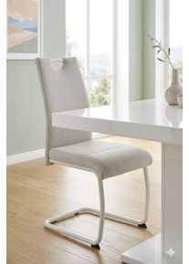 Freischwinger Hela "FLORENZ", beige, creme, creme, beige, B:43cm H:97,5cm T:61cm, Metall, Polyester, Stoff, St&uuml;hle, Freischwinger, Rundrohrgestell Matching Colour, gepolstert, mit Griff