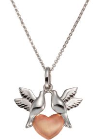 Kette mit Anh&auml;nger Firetti "Schmuck Geschenk Silber 925 Halsschmuck Halskette Tauben-Herz", rosa (silberfarben, ros&eacute;goldfarben), Halsketten, Damen, Silber 925 (Sterlingsilber), L: 45 B: 1mm, Kette mit Anh&auml;nger, B:1mm