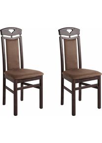 Esszimmerstuhl Home Affaire "Berta K&uuml;chenstuhl", braun, B:46cm H:103cm T:50,5cm, Holzwerkstoff, St&uuml;hle, Esszimmerstuhl, Bezug in Microfaser, Gestell aus Buche Massivholz