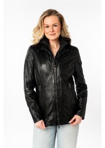 Lederjacke Mauritius "MWTaja", Damen, Gr. XL, schwarz, Obermaterial: 100% Schafsleder. Futter: 100% Baumwolle. &Auml;rmelfutter: 100% Polyester, unifarben, regular fit h&uuml;ftbedeckend, Jacken Lederjacke, mit Stehkragen