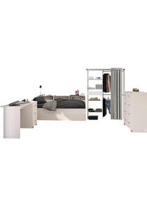 Jugendzimmer-Set Parisot "Parisot Sleep 13", wei&szlig;, ohne Matratze, B/H: 90cm x 200cm, Schlafzimmerm&ouml;bel-Sets, Jugendzimmer-Set, R&uuml;ckwand am Stauraumett drehbar - Wei&szlig; oder Eiche