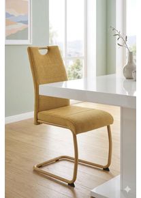 Freischwinger Hela "FLORENZ", gelb, gelb, gelb, B:43cm H:97,5cm T:61cm, Metall, Polyester, Stoff, St&uuml;hle, Freischwinger, Rundrohrgestell Matching Colour, gepolstert, mit Griff
