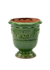 Poterie de la Madeleine Pflanzk&uuml;bel Vase d&rsquo;Anduze Moosgr&uuml;n Klein