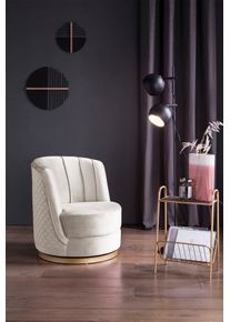 Drehsessel Salesfever "Komfortabler Drehsessel mit Stil", beige, B:68cm H:77cm T:57cm, Samt (100% Polyester), Metall, Sessel, Drehsessel, 360 Drehfunktion