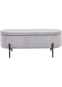 Hockerbank Salesfever "Hockerbank im stilvollen Look", grau (hellgrau, schwarz), B:110cm H:44cm T:40cm, Cord-Stoff (88% Polyester/12% Nylon), Metall, Hocker, Hockerbank, aufklappbar, mit Stauraumfunktion