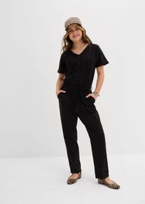 bonprix Salopetă din jerse cu bumbac organic, negru, 140/146