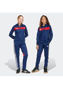 Trainingsanzug adidas Performance "TIRO ES TS Y", Damen, Gr. 140, blau (team navy blau, rot), Obermaterial: 100% Polyester, Sportanz&uuml;ge Trainingsanzug, f&uuml;r Kinder, mit 2 Teilen, aus Polyester