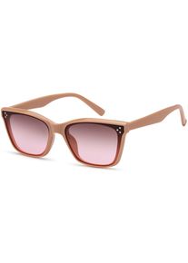 Wayfarer styleBREAKER "Nerd Sonnenbrille Flachgl&auml;ser", Damen, rosa (gestell rose, glas braun, rose verlauf), Modisch, Sonnenbrillen Wayfarer