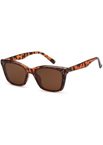 Wayfarer styleBREAKER "Nerd Sonnenbrille Flachgl&auml;ser", Damen, braun (gestell braun demi, glas braun), Modisch, Sonnenbrillen Wayfarer