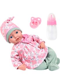 Babypuppe BAYER "Reborn 38 cm rosa/gr&uuml;n", rosa, gr&uuml;n, Puppen, Baby, Babypuppe, sieht aus wie ein echtes Baby