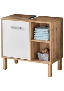 Waschbeckenunterschrank Schildmeyer "Malina, Waschbeckenunterschrank, Made in Germany, B: 65,3 cm", wei&szlig; (eiche landhaus, kreidewei&szlig;), B:65,3cm H:63,3cm T:33,1cm, Holzwerkstoff, Schr&auml;nke, Waschbeckenunterschrank, Solide Verarbeitung - Dieses Produkt ist in Deutschland gefertigt