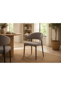 Esszimmerstuhl ACTONA GROUP "Edina 2er Set, Stoff - bequem & stilvoll, mehrere Farben, moderne", braun (graubraun), B:56cm H:77cm T:55cm, 100% Polyester, St&uuml;hle, Esszimmerstuhl, Gepolstert, weicher Bezug & hoher Sitzkomfort, schwarze Stahlbeine