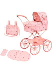 Puppenwagen BAYER "nostalgisch, mit Schleife", schleife altrosa, Puppenwagen, KinderB:44,5cm H:80cm T:67cm, Kunststoff, Metall, Polyester, Puppenwagen, inklusive Umh&auml;ngetasche, B:44,5cm H:80cm T:67cm