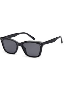 Wayfarer styleBREAKER "Nerd Sonnenbrille Flachgl&auml;ser", Damen, grau (gestell schwarz, glas grau get&ouml;nt), Modisch, Sonnenbrillen Wayfarer