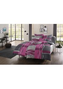 Bettw&auml;sche OTTO HOME "Kelian", lila (beere, grau), B/L: 135cm x 200cm, 1 Stk., 1 Stk., Polycotton recycelt, B/L: 80cm x 80cm, 2, Polycotton recycelt, Obermaterial: 50% Baumwolle, 50% Polyester, Bettw&auml;sche, Bettw&auml;sche, in verschiedenen Qualit&auml;ten, gemusterte Bettw&auml;sche