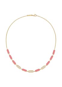 Collier "Collier mit Emaille-Einlagen und Zirkonia, Silber 925", gold, Giorgio Martello MILANO, Halsketten, Damen, Silber 925 (Sterlingsilber), Collier