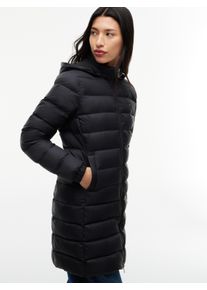Steppmantel Tommy Jeans "TJW ESSENTIAL HOODED DOWN COAT", Damen, Gr. XL (46), schwarz, Web, Obermaterial: 100% Nylon. Futter: 100% Polyester. F&uuml;llung: 100% Daunen, unifarben, regular fit wadenlang, elastischer Bund, M&auml;ntel Steppmantel, Kunstfaser