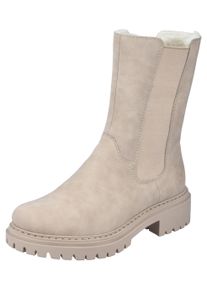 Chelseaboots Rieker, Damen, Gr. 41, beige (creme), Lederimitat, Schuhe Chelseaboots, Stiefelette, Boots mit breitem Stretch an der Seite