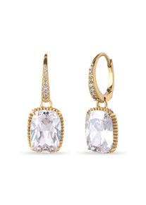 Paar Creolen Elli "Ohrringe Creolen mit Zirkonia Wei&szlig; 925 Sterling Silber" Gr. 32, gold, Ohrringe, Damen, 32, Silber 925 (Sterlingsilber), Paar Creolen