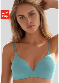 Bralette-BH Lascana "Alexia", Damen, Gr. 85, Cup C, blau (hellpetrol), Microtouch, Obermaterial: 60% Polyamid, 35% Polyester, 5% Elasthan, BHs Bralette-BH, mit Push-up-Kissen & zwei Tragevarianten, sexy Dessous