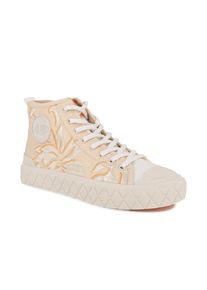Sneaker Palladium "ACE CHUKKA FLOWER", Damen, Gr. 42, Polyester, beige (tropisand), Textil, Schuhe Sneaker, mit hochwertiger Stickerei