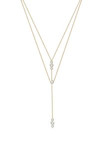 Silberkette Elli "Halskette Y-Kette Layer 925 Silber, mit Kristallen von Swarovski" Gr. 45, gold, Halsketten, Damen, Silber 925 (Sterlingsilber), Silberkette