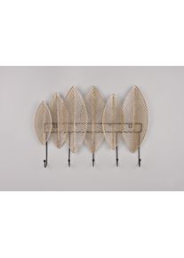 Wandgarderobe Mirrors and More "Alma", gold (goldfarbig), B:44cm H:47cm T:6cm, Metall, Garderobenpaneele, Wandgarderobe, Blatt-Design mit 5 Haken aus Metall