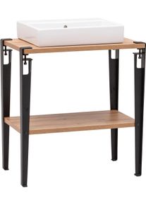 Waschtisch Welltime "Tonder, Waschtisch, Made in Germany, B: 70 cm", schwarz (eiche landhaus), B:71cm H:86,1cm T:45cm, Waschtische, Waschtisch, Solide Verarbeitung - Dieses Produkt ist in Deutschland gefertigt