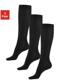 Kniestr&uuml;mpfe Bench. "Damen Wollkniestr&uuml;mpfe uni weicher Abschluss", Damen, Gr. 39-42, schwarz (3x schwarz), Elasthan, Polyamid, Wolle, unifarben, Socken Kniestr&uuml;mpfe, Damenkniestr&uuml;mpfe mit w&auml;rmender Wolle