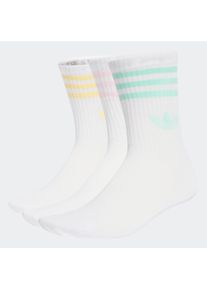 Sportsocken adidas originals "3S CREW S 3P", Herren, Gr. S (37/39), wei&szlig;, clear pink, clear mint, almost gelb, Obermaterial: 49% Baumwolle, 48% Polyester, 2% Elasthan, 1% Polyamid, Socken Sportsocken, kn&ouml;chellange Passform, mit 3-Streifen