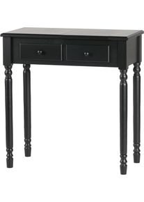 Konsolentisch Woood "Romy Massivkiefer und integriertem Klappspiegel B 75 x T 38 x H 78 cm", schwarz, B:75cm H:78cm T:38cm, Tische, Konsolentisch, Versteckte Fachaufteilung, einfach zu montieren, sichtbare Maserung