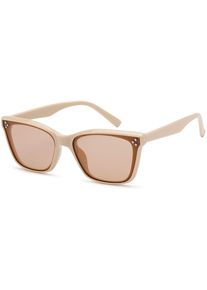 Wayfarer styleBREAKER "Nerd Sonnenbrille Flachgl&auml;ser", Damen, braun (gestell creme, glas hellbraun get&ouml;nt), Modisch, Sonnenbrillen Wayfarer