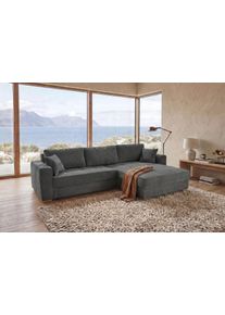 Jockenh&ouml;fer Ecksofa JOCKENH&Ouml;FER GRUPPE "Bologna, L-Form, Breite: 298 cm, Cord-Bezug, beidseitig montierbar", grau 426, 09, B:298cm T:100cm, Korpus: 100% Polyester;Kissen: 100% Polyester, Sofas, Ecksofa, mit Bettfunktion, Bettkasten&Zierkissen, Wellenfederung, XXL-Ottomane
