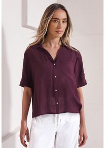 Hemdbluse Street One, Damen, Gr. 42, lila (rustic rouge), Web, Obermaterial: 85% Viskose, 15% Nylon, unifarben, h&uuml;ftbedeckend, mit Riegel, Blusen Hemdbluse, Kann auch offen gestylt werden
