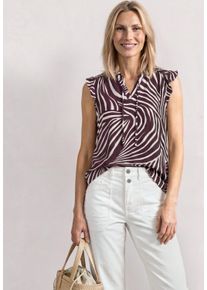 Blusentop Street One, Damen, Gr. 36, rustic rouge, Web, Obermaterial: 95% Viskose, 5% Elasthan, gemustert, h&uuml;ftbedeckend, V-Ausschnitt, Blusen Blusentop, Feine Chiffon-Qualit&auml;t mit Innetop aus Modal, weich fallend