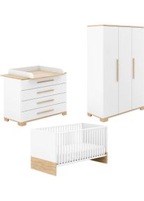 Babym&ouml;bel-Set Paidi "YOLANDA, 4-teiliges Babyzimmer in Wei&szlig;, hochwertiges Komplettset", kreidewei&szlig;, eiche, montana, ohne Matratze, B/H: 70cm x 140cm, Massivholz, Spanplatte, Schlafzimmerm&ouml;bel-Sets, Babym&ouml;bel-Set, Kinderzimmer, Soft-Close-Funktion, mitwachsendes Bett inkl. Lattenrost