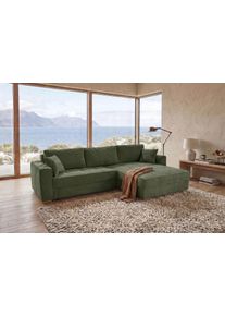 Jockenh&ouml;fer Ecksofa JOCKENH&Ouml;FER GRUPPE "Bologna, L-Form, Breite: 298 cm, Cord-Bezug, beidseitig montierbar", gr&uuml;n 426, 03, B:298cm T:100cm, Korpus: 100% Polyester;Kissen: 100% Polyester, Sofas, Ecksofa, mit Bettfunktion, Bettkasten&Zierkissen, Wellenfederung, XXL-Ottomane
