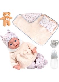 Babypuppe BAYER "Reborn 38 cm Set beige", beige, Puppen, Baby, Babypuppe, sieht aus wie ein echtes Baby
