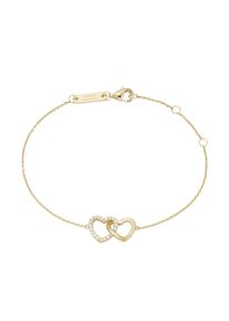 Armband "Armband zwei Herzen, mit wei&szlig;en Zirkonia, Silber 925", gold, Giorgio Martello MILANO, Armb&auml;nder, Damen, Silber 925 (Sterlingsilber), Armband
