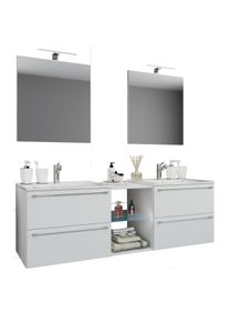 Waschtisch Vcm "3-tlg. Doppel Waschplatz Waschtisch Badinos XXL", wei&szlig;, B:157cm T:46cm, Waschtische, Waschtisch