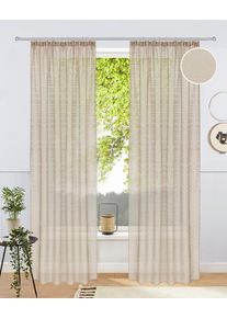 Gardine Bruno Banani "Linus" Gr. 4, beige (braun), B:130cm H:245cm, Polyester, Gardinen, Gardine, 1 Schal, eingewebte Querstreifen, verschiedene Gr&ouml;&szlig;en